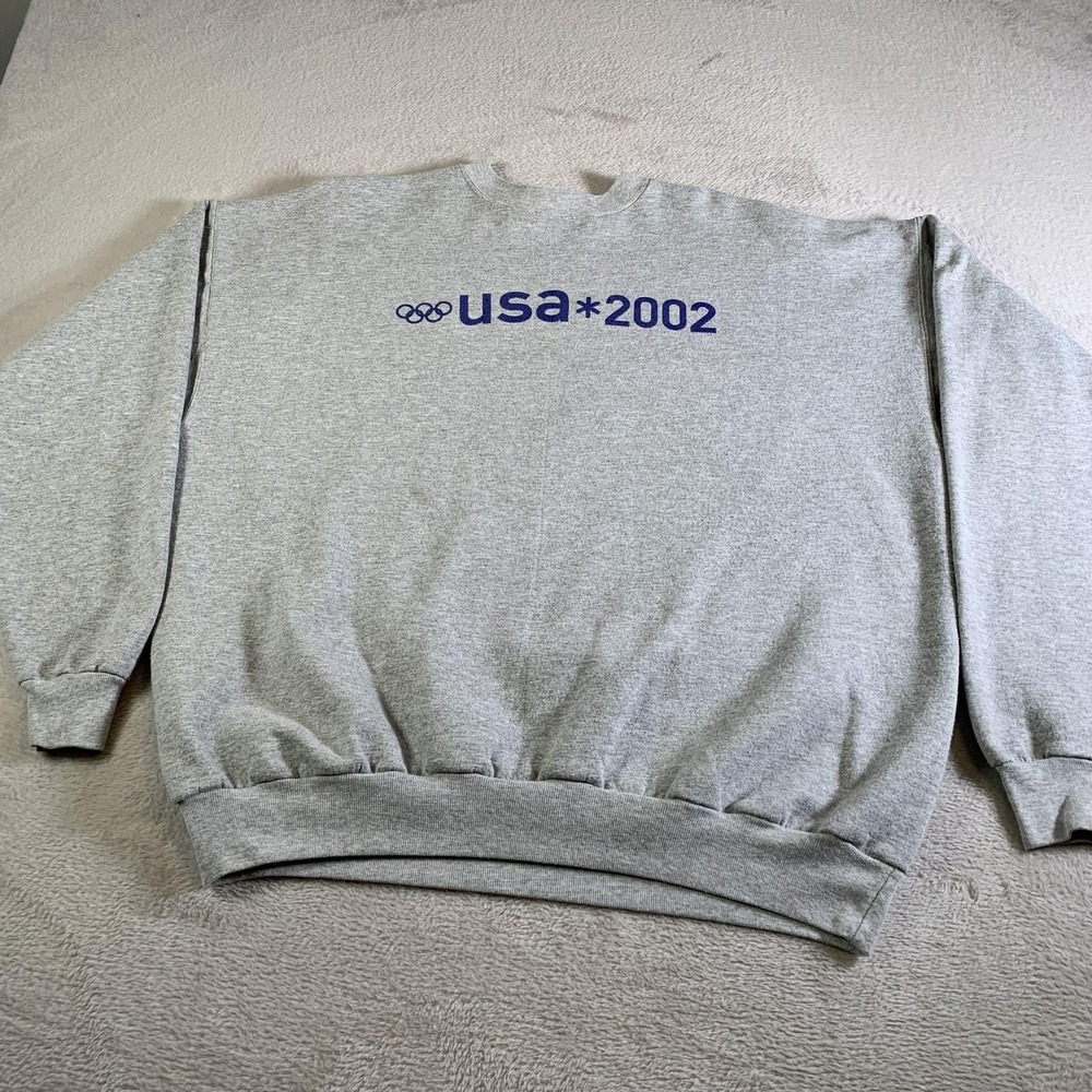 Vintage USA Olympics Sweatshirt Mens XL Gray Hanes Tag Salt Lake 2002 Crewneck